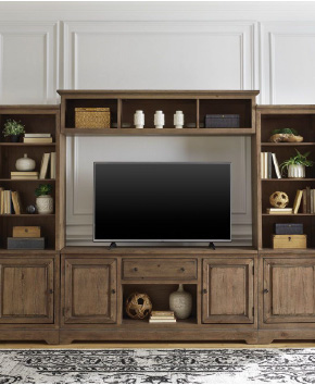 white entertainment center with TV